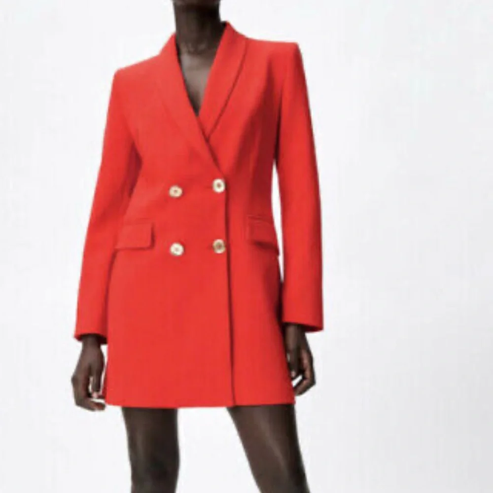 Zara Double Breasted Long Blazer Red Bloggers Favorite - Picture 8 of 15